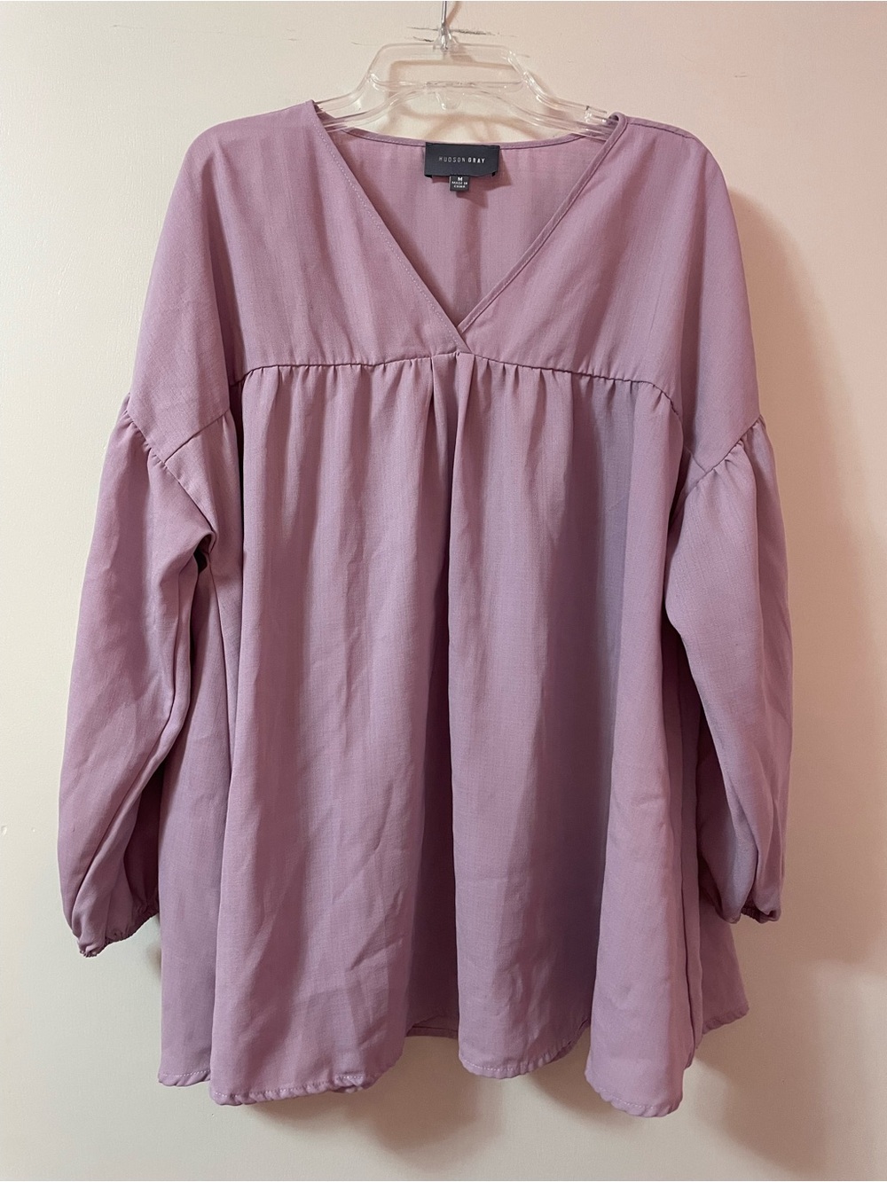 Hudson Gray lavender oversized blouse with balloon sleeves
